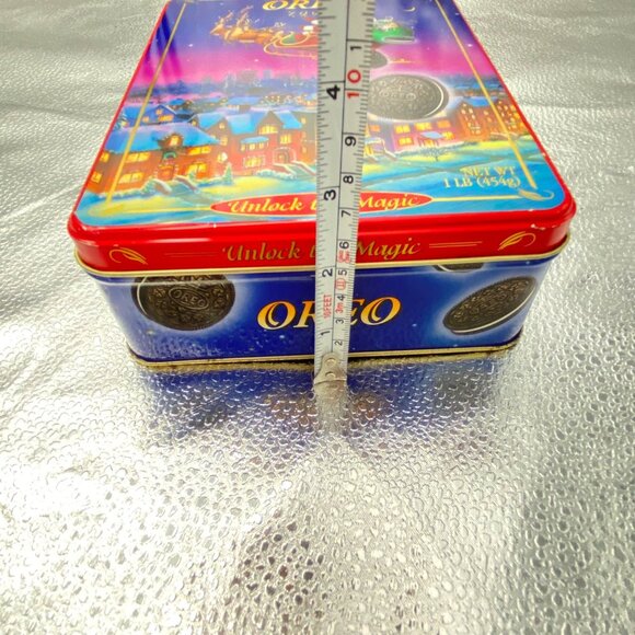 VTG Christmas Oreo Collectible Tin Container 1995 Santa Claus Unlock The Magic - Picture 15 of 15
